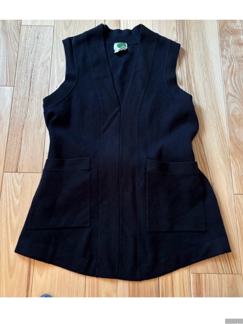 Anthropologie Black Tie Waist Front Pockets Sweater Vest